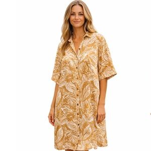 Madewell 100% Cotton Tropical Button Front Swim Cover-Up Dress Small Resort